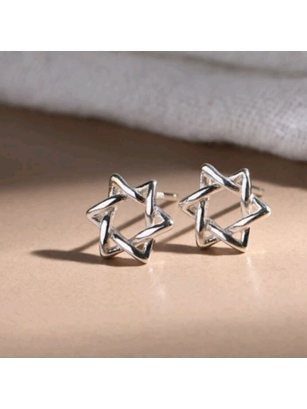 Braided Star of David Posts Sterling Silver plated